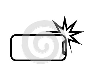 Logo camera with flash on a white background isolated.