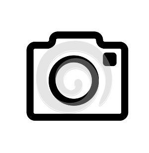 Logo camera with flash on a white background isolated.