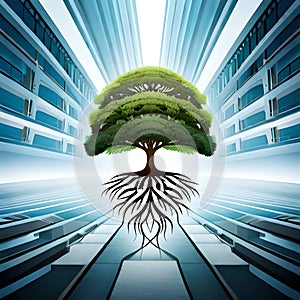 a logo with tree roots and compant about wellness and finance photo