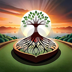 a logo with tree roots and compant about wellness and finance photo