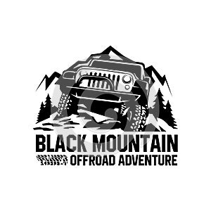 Black mountain offroad adventure logo vector