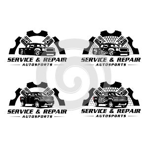 Service and repair autosport logo vector photo