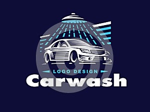 Logo car wash on dark background.