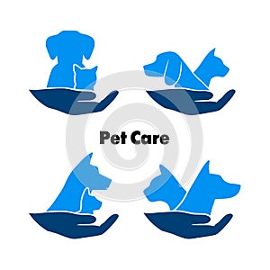 Logo care of animals, symbol of protection of vagrant animals.