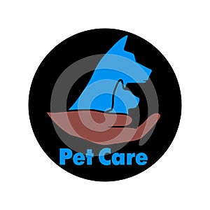 Logo care of animals, symbol of protection of vagrant animals.