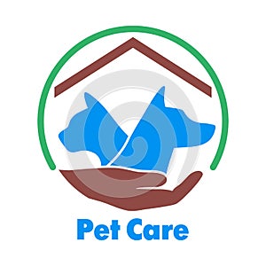 Logo care of animals, symbol of protection of vagrant animals.