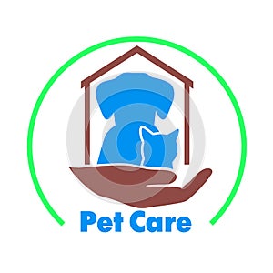 Logo care of animals, symbol of protection of vagrant animals.