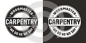 Logo for carpentry or wood carving. Design for jointer and carpenter or workshop or woodworking