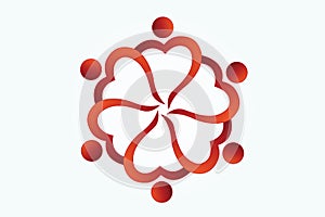 Logo charity volunteer helping people love heart icon