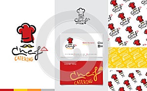 Logo of chef catering with name card and pattern