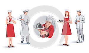 Logo chef with a dish, profession of a cook