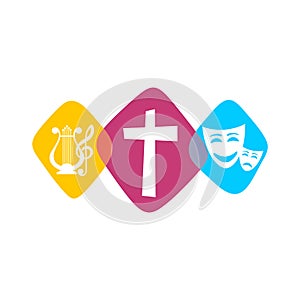Logo of Christian creativity. Theater-musical performances and evangelization
