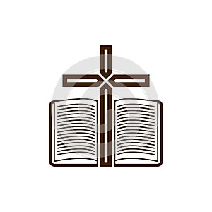 Logo of the church. The Cross and the open Bible