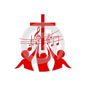 Logo of the church and ministry. Believers in the Lord Jesus Christ worship the Lord and sing to Him glory and praise.