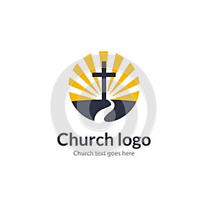 Logo church road cross Jesus mountain catholic dove religion. Worship pray church logo