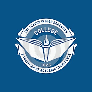 Logo college. Academy, university, school emblem