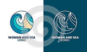 A logo that combines the concepts of woman and sea