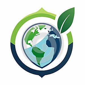 Logo of a company with a green leaf on top, symbolizing nature and sustainability, Craft a simple logo that conveys the message of