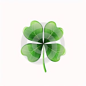 Logo concept green four-leaf clover on white isolated background. Green four-leaf clover symbol of St. Patrick\'