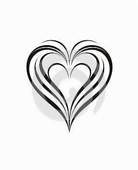 Logo concept, lines forming multiple hearts on top of each other, 3D white background effect. Heart as a symbol of affection and