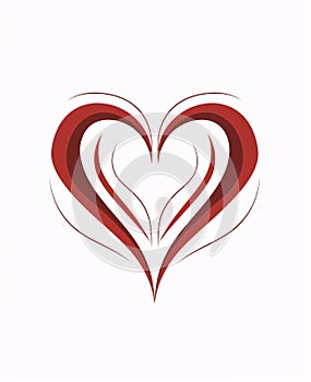 Logo concept, lines forming multiple hearts on top of each other, 3D white background effect. Heart as a symbol of affection and