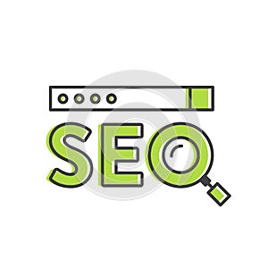 Logo Concept of SEO Search Engine Optimization Process