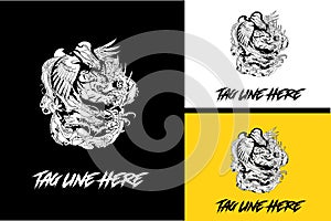 logo concept of tiger eagle vector black and white