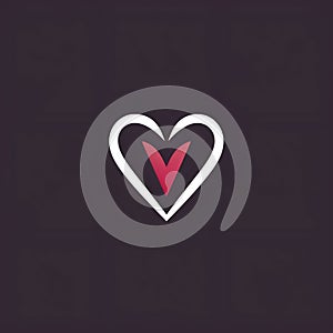 Logo concept white heart with red center, dark background. Heart as a symbol of affection and