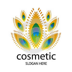 Logo for cosmetics in the form of a peacock feathe