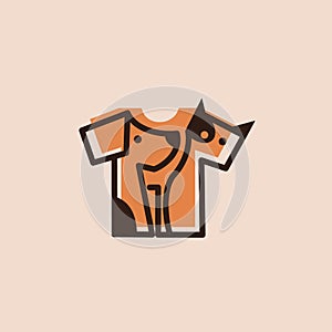 Logo of a Cute Dog and Cat forming the Shape of a Tee Shirt