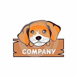 Logo Cute Dog, Dog face cartoon, vector illustration