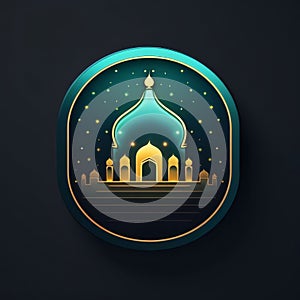 Logo dark mosque symbol. Ramadan as a time of fasting and prayer for Muslims