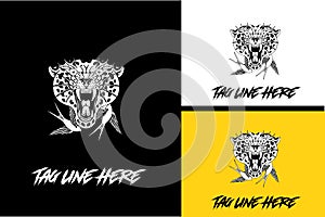 logo design of cheetah vector black and white