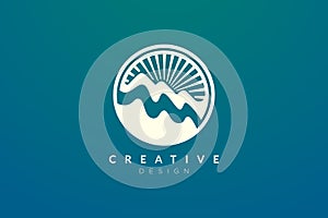 Logo design that combines circle objects with mountains.