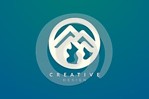 Logo design that combines circle objects with mountains