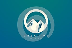 Logo design that combines circle objects with mountains