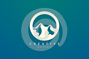 Logo design that combines circle objects with mountains