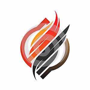 Logo design for a company featuring a prominent flame element with bold strokes and clean lines, Use of bold strokes and lines in