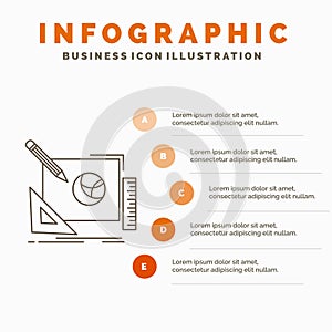 logo, design, creative, idea, design process Infographics Template for Website and Presentation. Line Gray icon with Orange