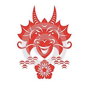 Logo design, emblem, label. Head of dragon.