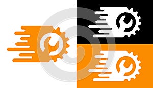 Speedy Mechanical Service Logo with Wrench and Gear