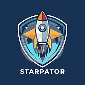 Logo design featuring a rocket, symbolizing innovation and progress for a startup company, Craft a simple yet striking logo for a