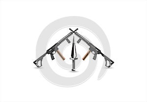 Logo design with fire guns illustration