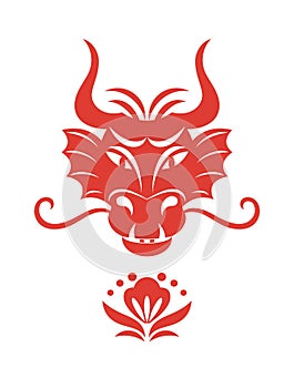 Logo design. Head of dragon on white. Symbol of New Year.