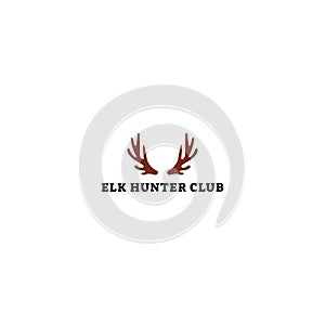 logo design inspiration for elk hunter club from brown deer antlers in the white background