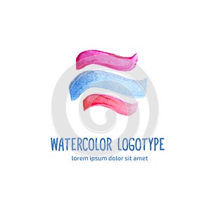 Logo design line hand drawn watercolor signs vector template