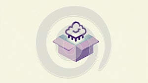 Cloud Data Storage Box Icon - Digital Information Transfer Concept