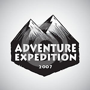 Logo Design for Mountain Sport Adventure, Camping, Campfire, Vintage Illustration Vector Template