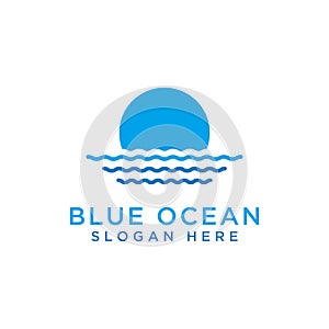 Logo Design of ocean wave icons, blue water