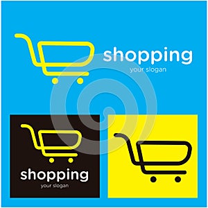 Logo design for online store. Shop shopping cart logo vector illustration. Perfect for e-commerce, sale, discount or shop web